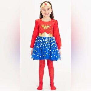 DC Comics Child Long Sleeve Wonder Woman Costume Dress M Medium Red Blue Gold